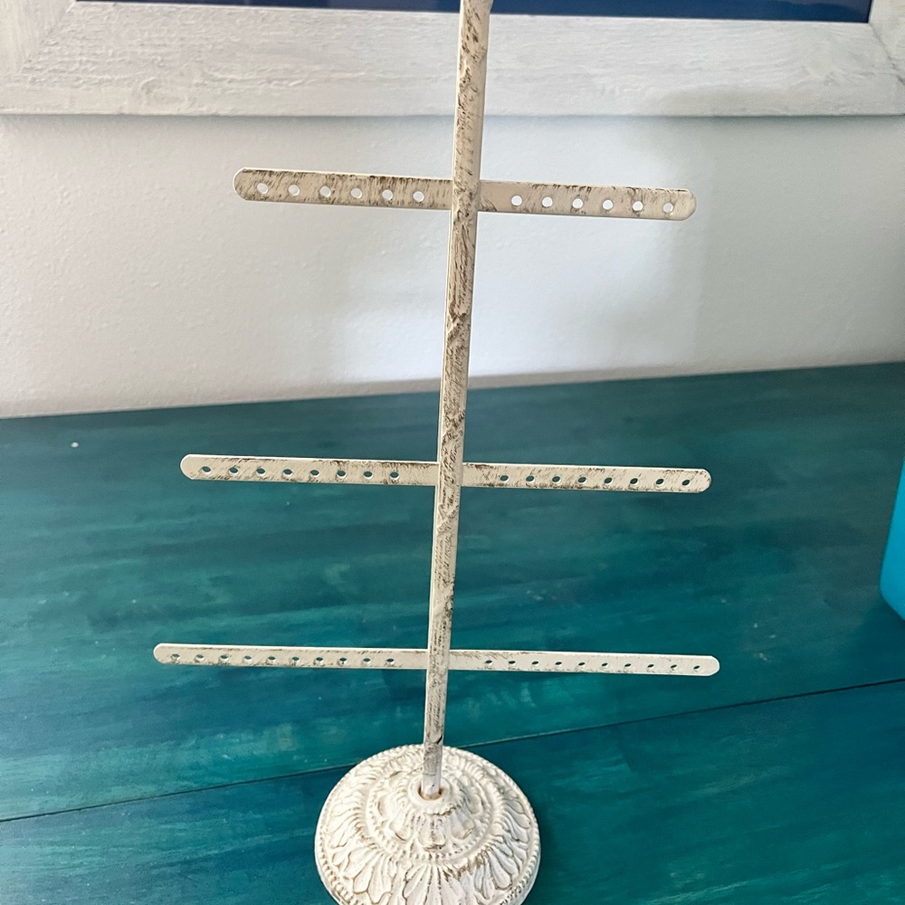 White metal earring holder